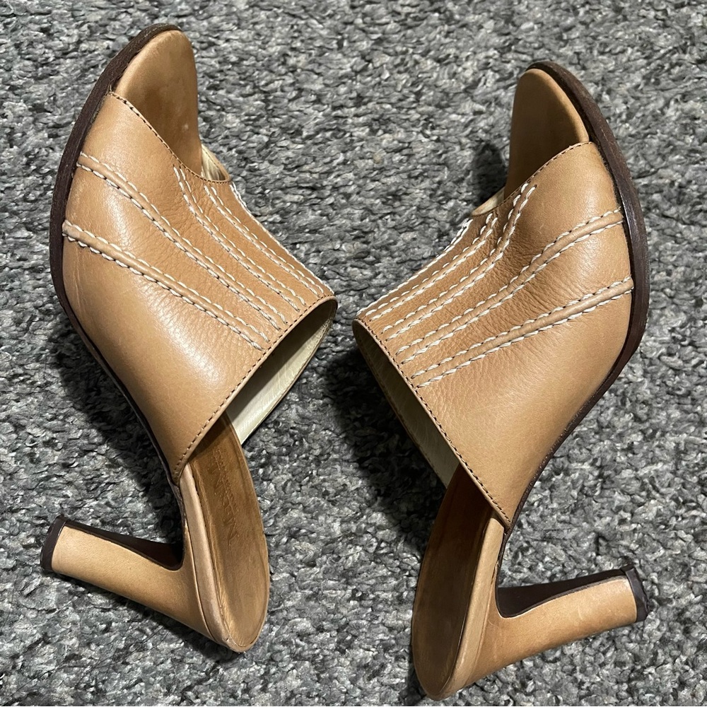 MaxMara Song Top Stitch Slide Heels Size 6 - Picture 6 of 14